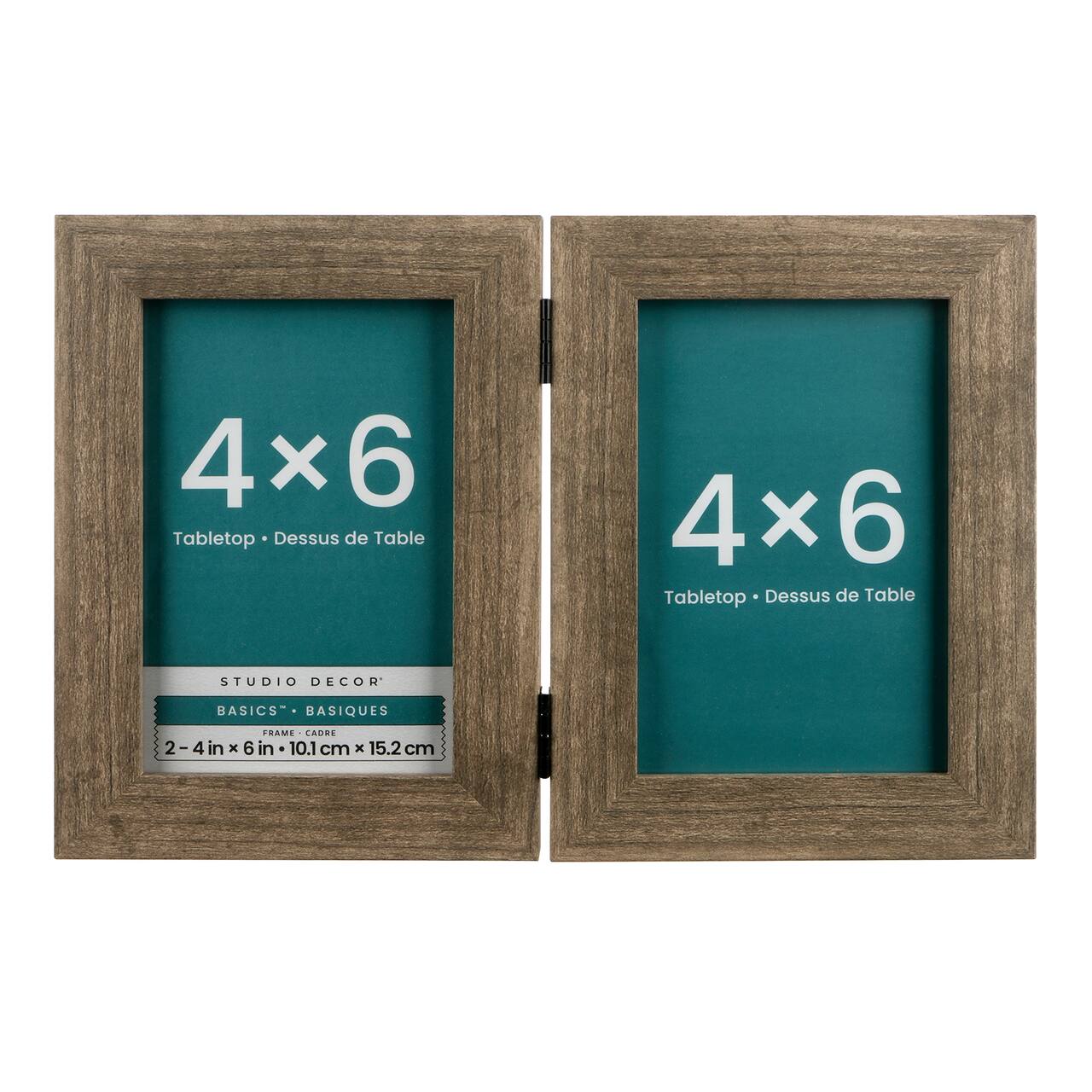 6 Pack: Basics™ 2 Opening 4" x 6" Gray Hinged Frame by Studio Décor®